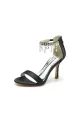 Glamorous White Leather High Heels with Silver Chain Accent(Black,US5)