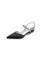 Diamond Pointed Toe Buckle Kitten Heels(Black,US5)