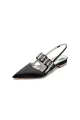 Pointed Toe Rhinestone Beaded Kitten Heels(Black,US5)