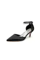 Pointed Toe Pearl Strap Kitten Heels(Black,US5)