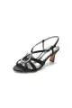 Chic Blue Silk Sandals Featuring Decorative Metal Ring(Black,US5)