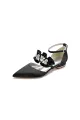 Pointed Toe Rhinestone Beaded Buckle Kitten Heels(Black,US5)