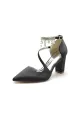 White Satin Pump with Pearl-Embedded Chain Heel(Black,US5)