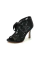 Elegant Lace Bow White High Heels(Black,US5)