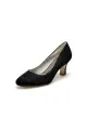Elegant White Lace High Heels with Wooden Heel(Black,US5)