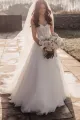 Sparkly A-Line Glitter Tulle Sweetheart Wedding Dresses(White-Nude,2)
