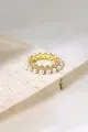 925 Sterling Silver Full Pearl 5A Cubic Zirconia Crown Shaped Ring(Gold,One Size)