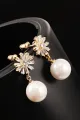 Flowers Pearl Earrings(Golden,One Size)