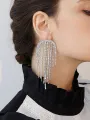 Silver Statement Tassel Long Earrings