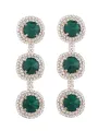 Royal Blue Rhinestones Long Round Earrings(Green,ONE SIZE)