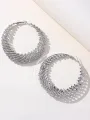 Silver Rhinestones Cutout Hoop Earrings