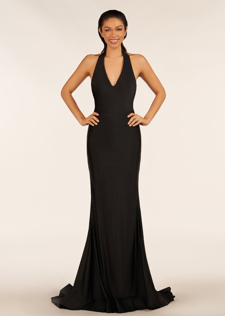 Simple Black Halter Backless Mermaid Long Prom Dress