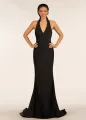 Simple Black Halter Backless Mermaid Long Prom Dress