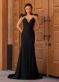 Stephanie |Mermaid Backless Jersey Prom Dress with Feathers