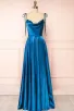 Sweet A-line Cowl Neck Silk Long Prom Dress(Blue,2)