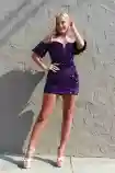 Verity |Bodycon Sweetheart Sequins Homecoming Dress(Purple,2)
