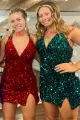Anthea |Sheath V-Neck Sequins Homecoming Dress(Green,2)