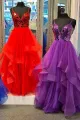 Brandi | A-line V-Neck Mirror-Cut Sequins Ruffle Layers Long Prom Dress(Purple,2)