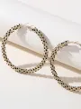 Golden Rhinestones Simple Hoop Earrings(Black,ONE SIZE)