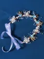 Handmade Beaded Floral Bridal Hair Accessory(Blue,One Size)