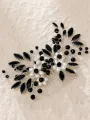 Synthetic Gem Floral Prom Headdress Hair Comb(Black,One Size)