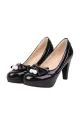 Retro Bow Pearl High Heels Shoes(Black,35)