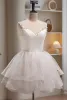 Phoebe |A-line Spaghetti Straps Tulle Short Homecoming Dresses(White,2)