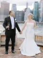 Mermaid Strapless Satin Wedding Dresses With Bow-Knot White Wedding Dress(Diamond White,2)