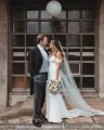 Mermaid Satin Wedding Dresses Off the Shoulder with Slit(Diamond White,2)