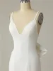 Mermaid Spaghetti Straps Backless V Neck Mermaid Wedding Dresses(Diamond White,2)