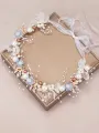 The Bride Flower Girl Leaf Pearl Headband(Blue,One Size)