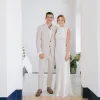 Sheath High Bateau Neck Backless Silk Satin Wedding Dress