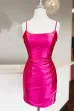 Sheath Spaghetti Straps Corset Back Short Homecoming Dress(Fuchsia,2)