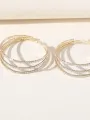 Silver Rhinestones Simple Triple Layer Hoop Earrings(Golden,ONE SIZE)