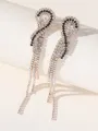 Silver Rhinestones Tassel Long Chain Earrings(Golden,ONE SIZE)