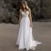 A-Line Tulle Spaghetti Straps Wedding Dresses With Lace Appliques(Diamond White,2)