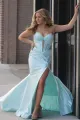 Violette | Sweetheart Mermaid Royal Blue Satin Long Prom Dresses with Slit(Aqua,2)