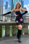 Sparkly Black Strapless Sequins Bodycon Short Homecoming Dress(Black,2)