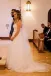 A-Line Strapless Sweetheart White Wedding Dresses with Rhinestone Sash(Diamond White,2)