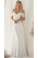 A-Line Spaghetti Straps Off-the-Shoulder Sweep Train Wedding Dress