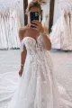Carly | Ivory Off the Shoulder Long Lace Mermaid Wedding Dress with Appliques