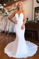 Skyla | Simple White Boho Mermaid Satin  Long Sleeveless Wedding Dress