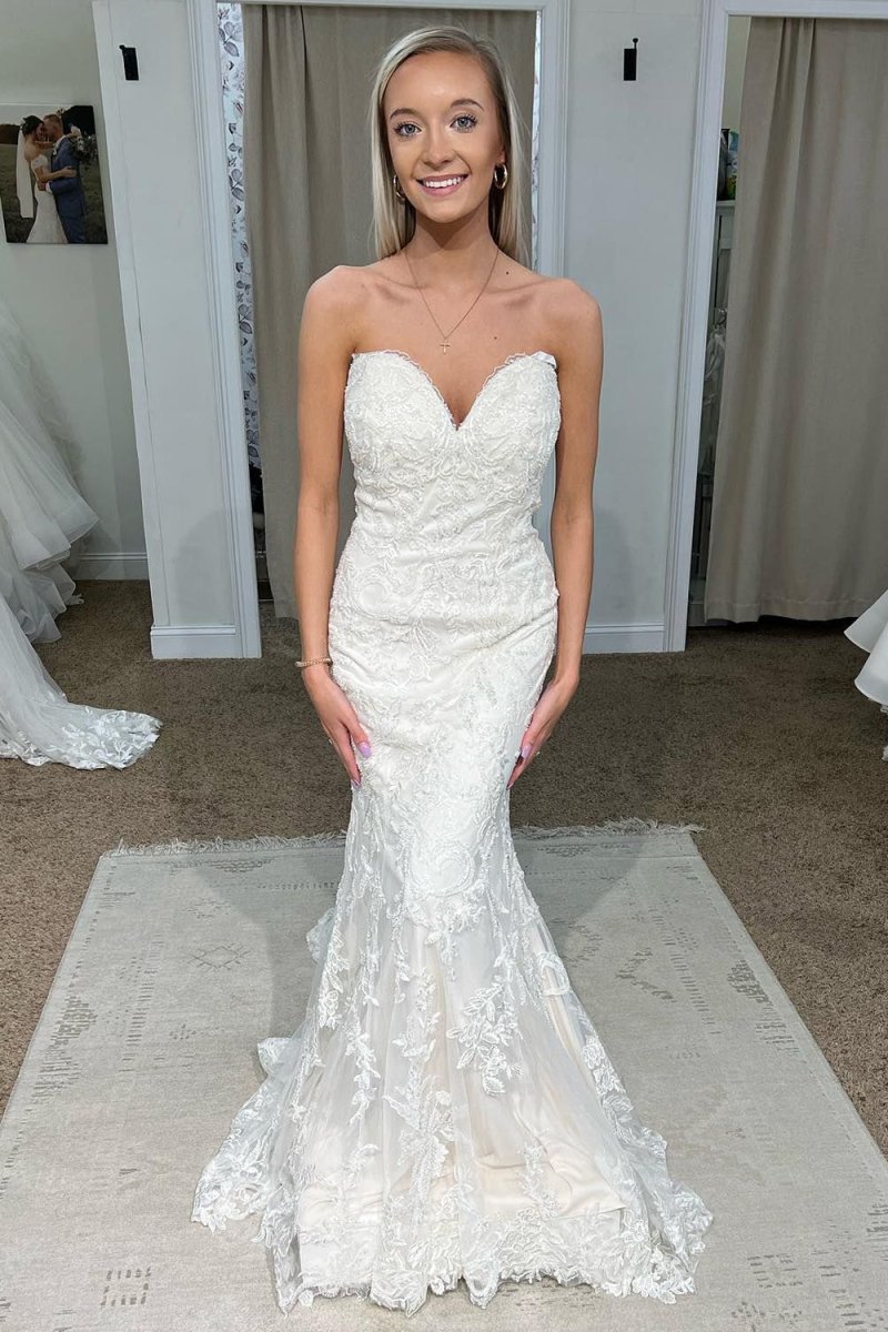 Marlowe | White Sweetheart Mermaid Long Lace Wedding Dress