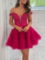 Sadie | A Line Tulle Tiered Short Homecoming Dress