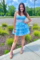 Willow | A Line Strapless Tiered Homecoming Dress(Blue,2)