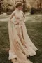 A-line 3D Flower Colorful V Neck Tulle Forest Wedding Dresses