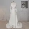 A-Line Chiffon Elegance Wedding Dress with Sweep Train