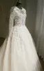 A-Line Long Sleeve Bell Beading Appliques Flower Zipper Keyhole Tulle Lace Dress(Diamond White,2)