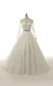 A-Line Long Sleeve Tulle Lace Weddig Dress
