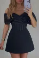 A Line Off Shoulder Short Homecoming Dress Party Gown(Black,2)